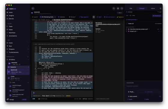 tokenstat agent session beside project files and Git history