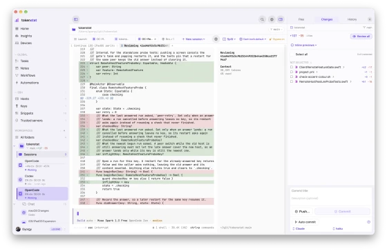 tokenstat agent session beside project files and Git history